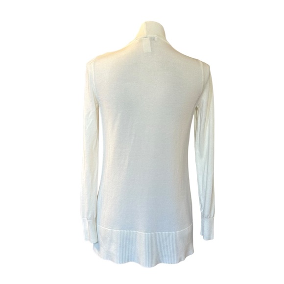WHBM Rib-Trim Long Open Front Cardigan Sweater Women’s SZ XS in Off White - Picture 6 of 9